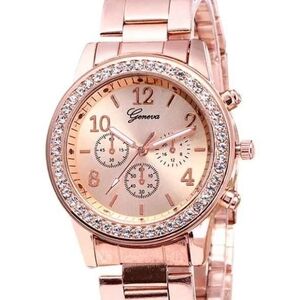 Geneva Rose Gold Crystal-Trim Women's Watch